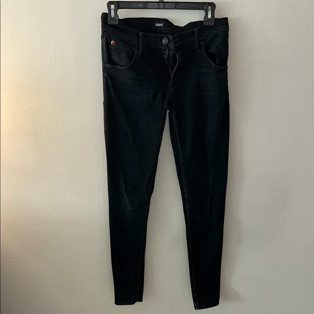 Hudson Jeans Black Skinny Jeans with Textured Design
